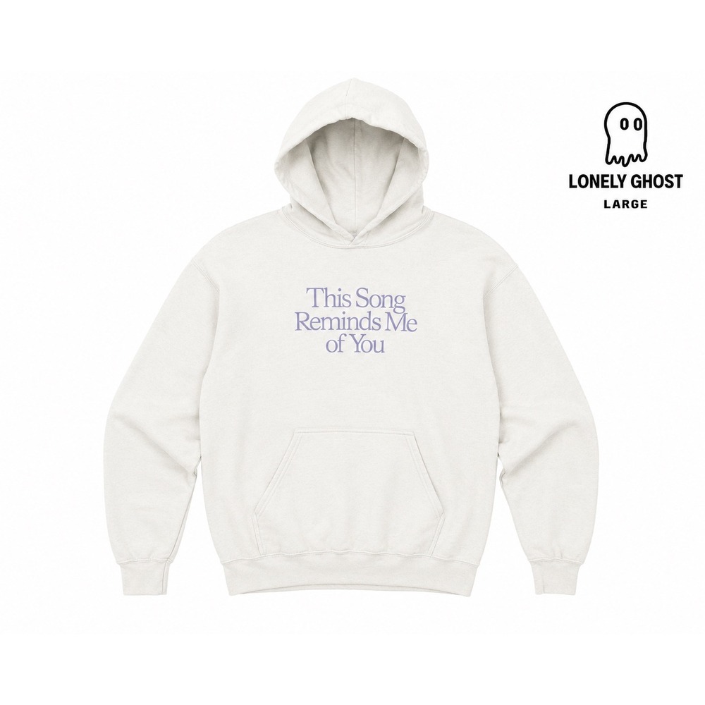 Lonely Ghost This Song Reminds Me of You Hoodie Cream Purple Flowers Large